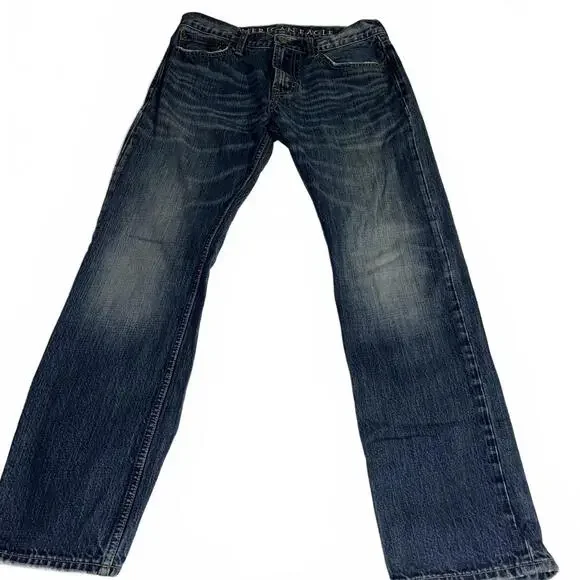 American Eagle Classic Men’s W31 x L32 Straight Blue Denim Jeans Jean Pants - Picture 3 of 8